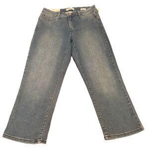 NWT Nine West Chrystie Capri Jeans Sz 6 Canyon Relaxed Fit Stretch Denim‎ Blue